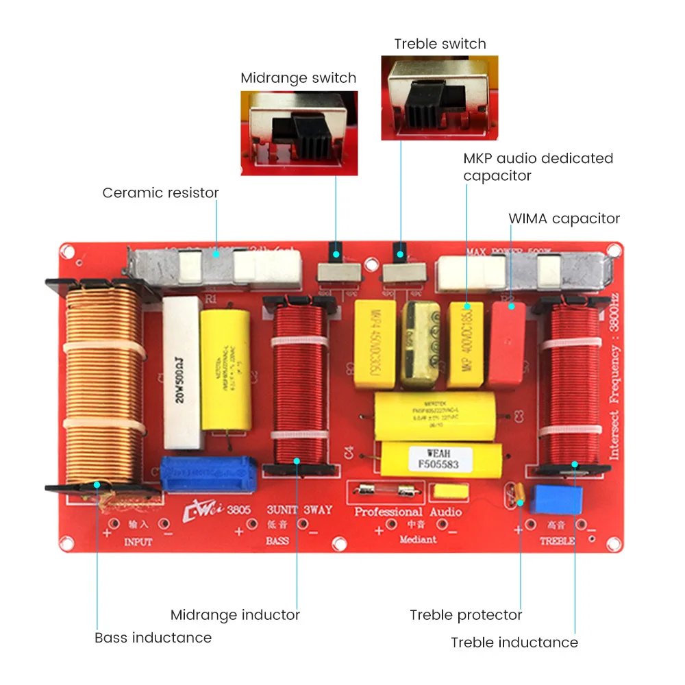 Aiyima 700w 3 vias áudio crossover agudos midrange baixo alto-falante divisor de frequência filtros crossover 6-18 Polegada palco profissional