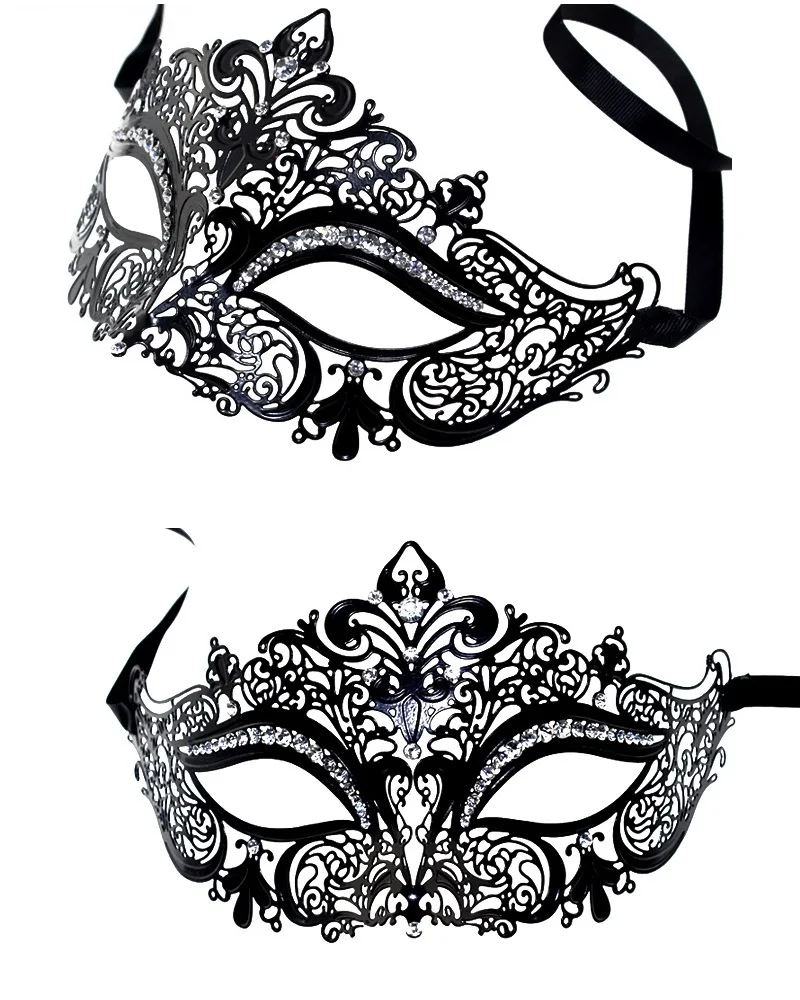 

Venetian High-End Iron Masks Masquerade Party Masks Luxury Diamond-Studded Metal Eye Masks