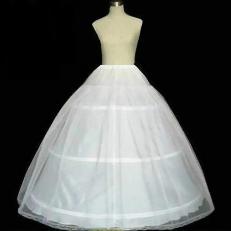 Putih 3 Hoops Petticoat Crinoline Slip Underskirt untuk gaun pesta gaun pernikahan gaun pengantin