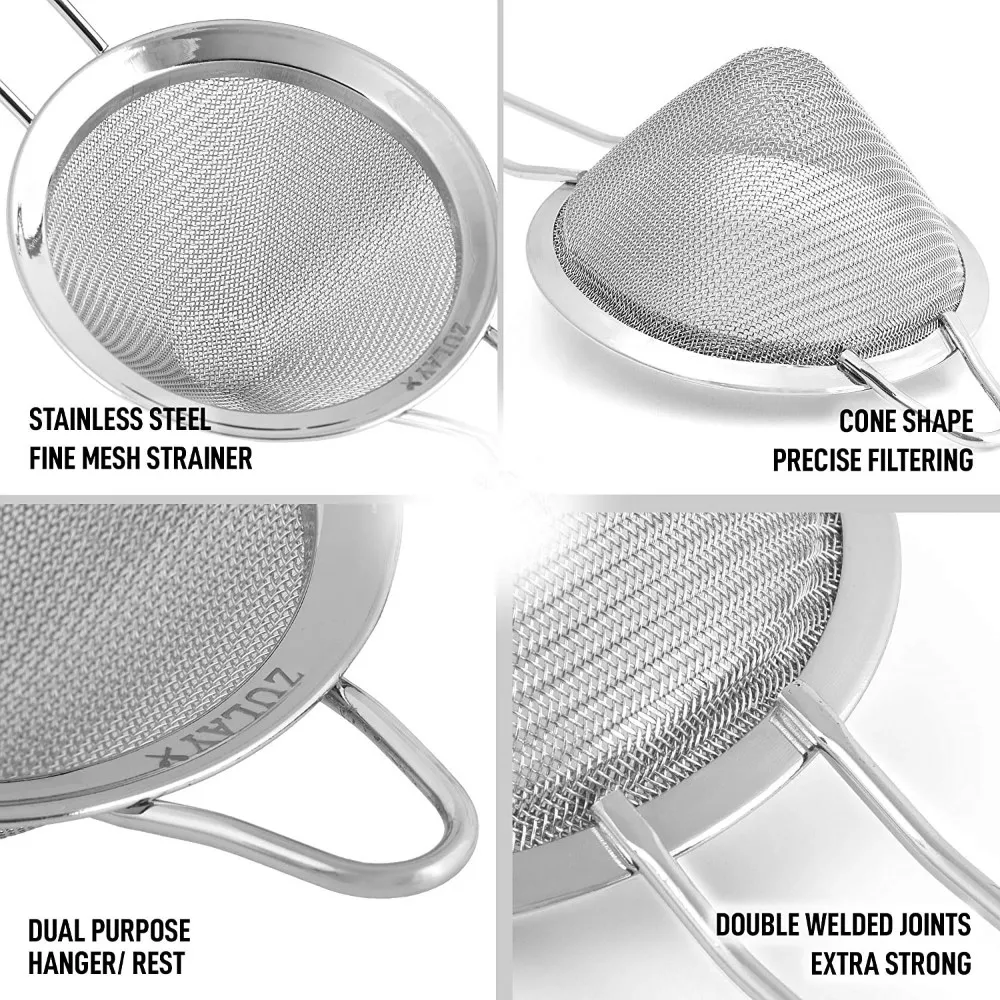 Kitchen Multi-functional Filter Spoon Stainless Steel Fine Mesh Wire Cocktail Strainer Fried Food Net Kitchen Gadgets Bar Tools