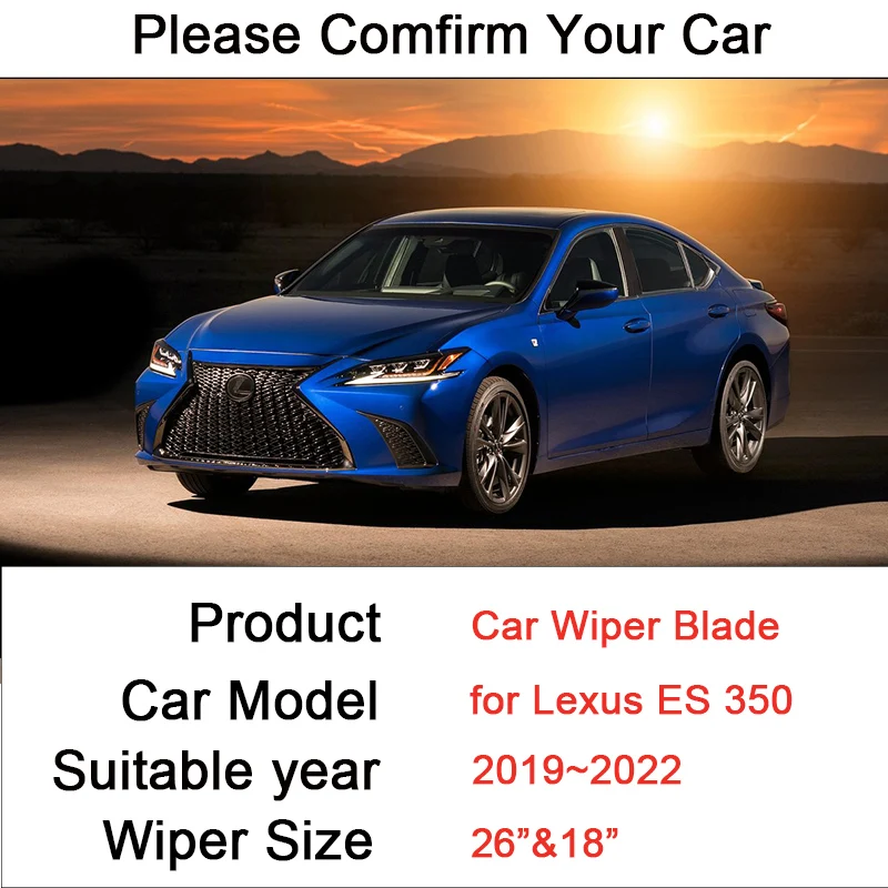 for Lexus ES 350 Z10 2019 2020~2022 Frameless Silent Durable Rubber Wiper Snow Scraping Front Windshield Brushes Car Accessories