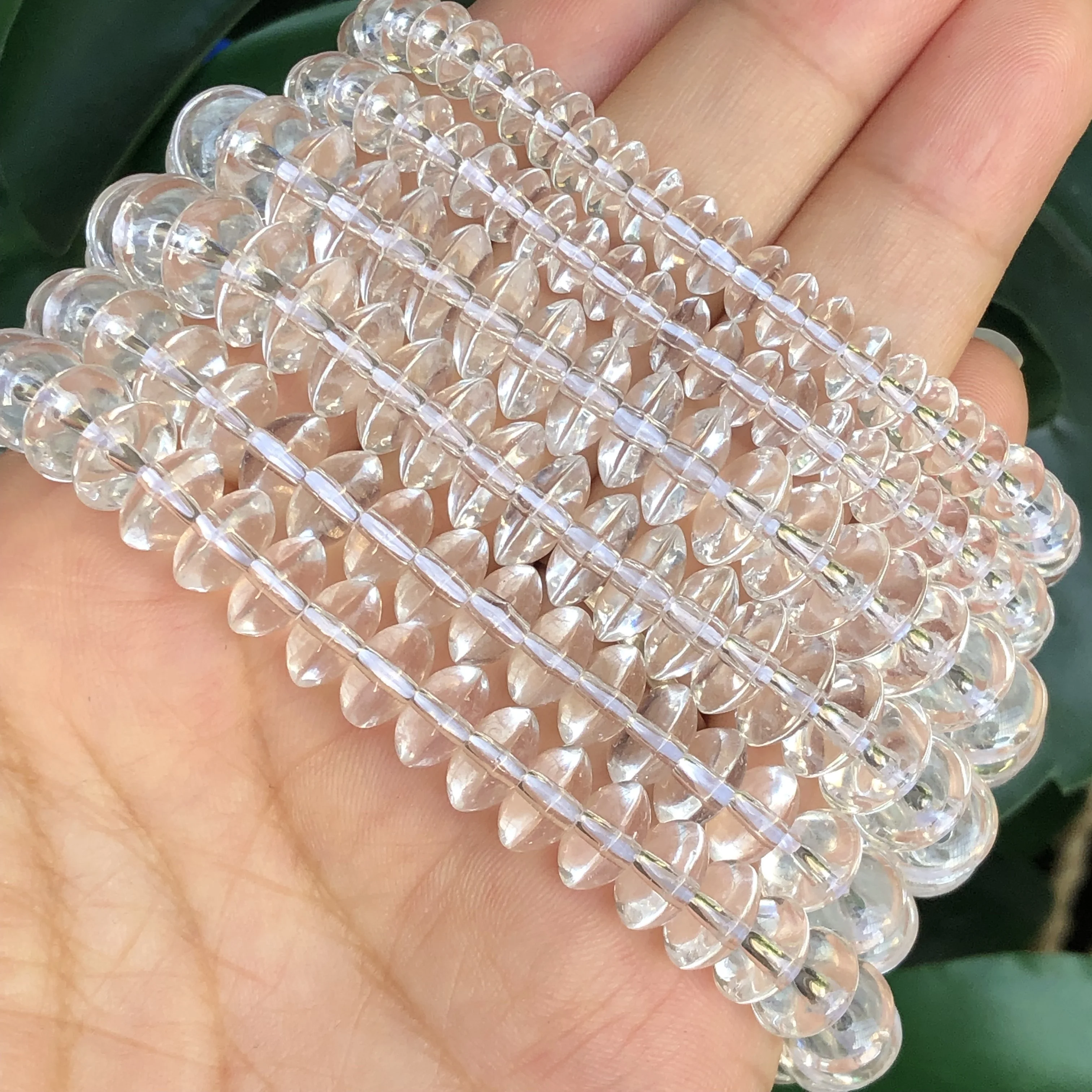 Natural Rondelle Transparent Quartz Crystal Beads 6 8 10mm Round Loose Clear Glass Beads For Jewelry DIY Bracelet Accessories