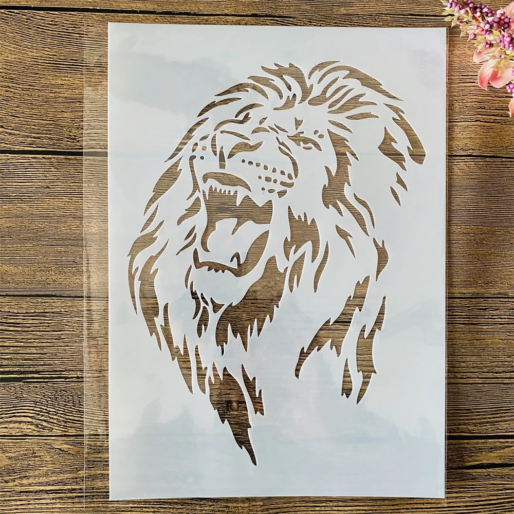 

A4 29cm Roaring Lion DIY Layering Stencils Wall Painting Scrapbook Coloring Embossing Album Decorative Template