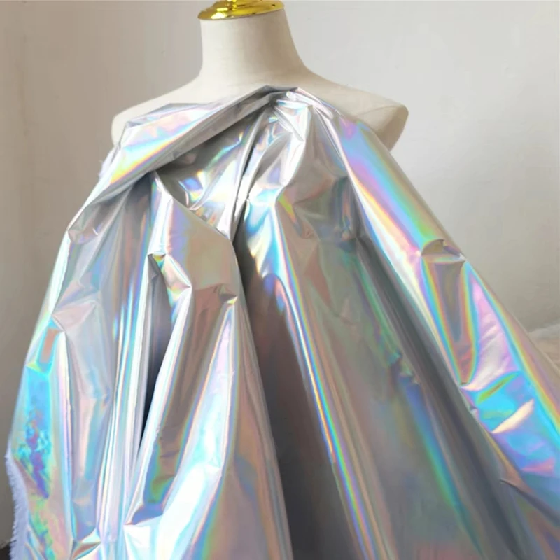 Iridescent Holographic Cloth Illusory Color Waterproof DIY Background Decor Cosplay Reflective Bags Clothes Designer Fabric