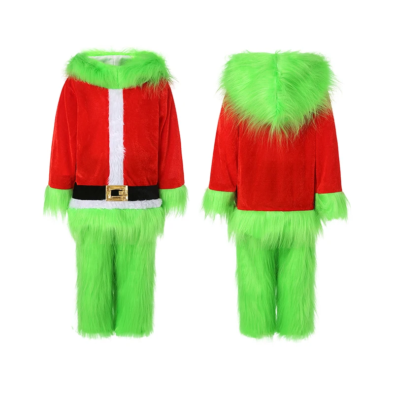 2Pcs Toddler Kids Boys Girls Christmas Furry Outfits Santa Claus Clothes Halloween Xmas Party Dress Up Cosplay Costume