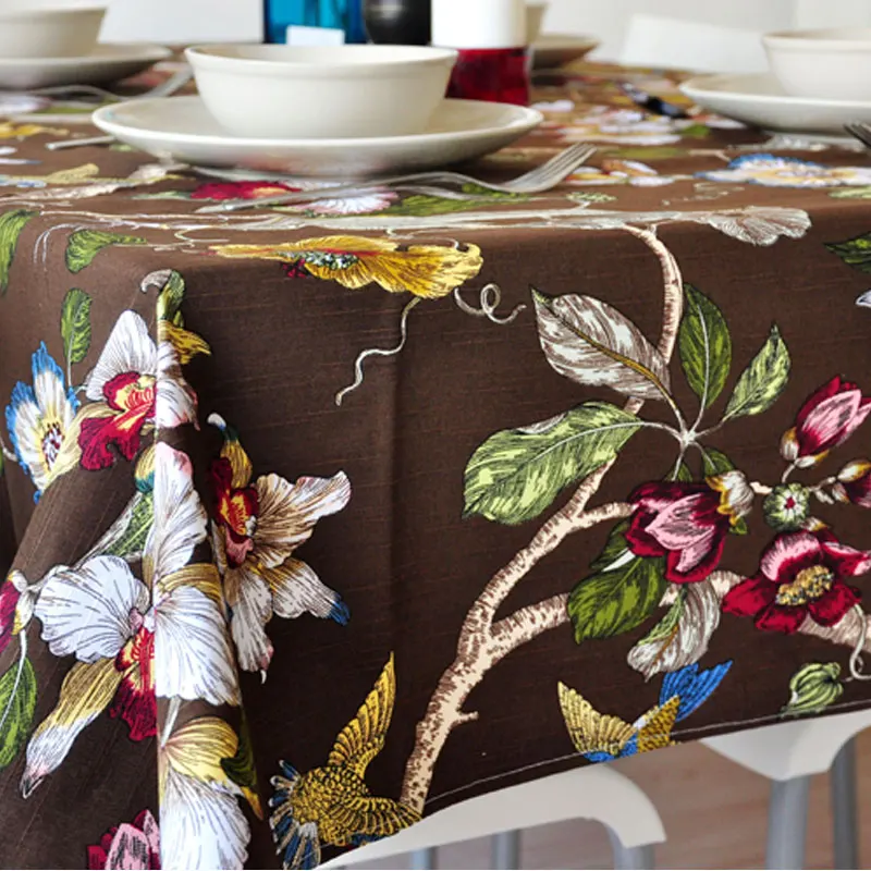 Europe Retro Table Cloth Floral Printed Rectangular Table Cover Lace Edge Tablecloth for Wedding Hot Sale