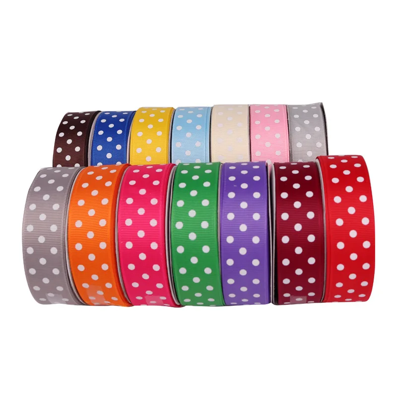 5 yard 9mm 16mm 22mm 38mm Ribbon Wedding Decoration Printing Dots Grosgrain Ribbon Gift Wrapping Hair Bows DIY Christmas Ribbon