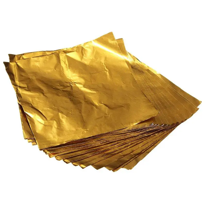 100pcs Square Sweets Candy Chocolate Lolly Paper Aluminum Foil Wrappers Gold