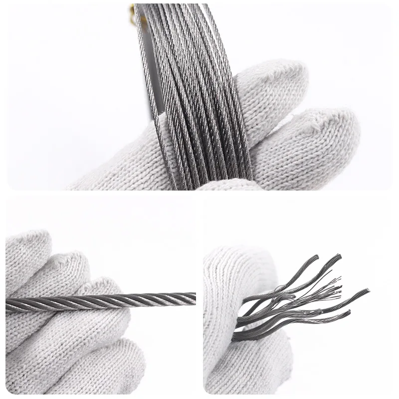 20/50/100meter 304 Stainless Steel Wire Rope Soft Fishing Lifting Cable Clothesline Diameter 0.6/1.5/1.8/2/3/4/5mm  Rustproof