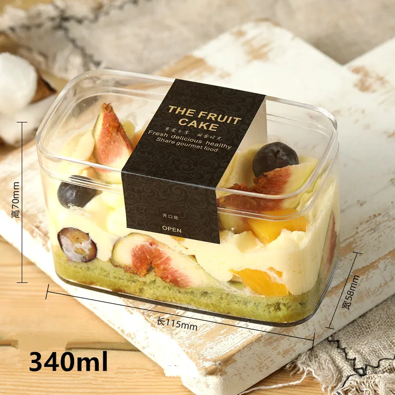 15pcs High quality tiramisu mousse cake pastry packaging boxes transparent hard plastic dessert cookies candy snack cup with lid