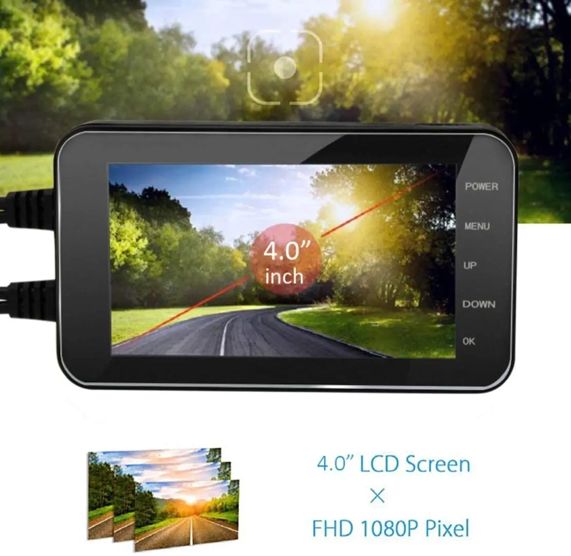 HD 1080P مقاوم للماء 4.0 بوصة دراجة نارية مسجل قيادة 140 درجة زاوية واسعة مع وظيفة واي فاي كاميرا دراجة نارية داش كام