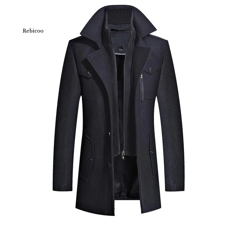 

New Casual Thick Wool Winter Coat Men Good Quality Double Color Man Coat Winter