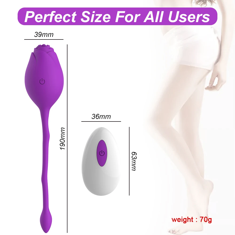 Rose Powerful Suction Vibrator Kegel Ball Wireless Remote Control Tighten Bladder and Pelvic Floor Exercise Sex Toys for Women