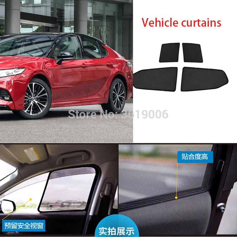 4pcs High-end custom For Toyota Camry 18-19 card type magnetic car curtain sun shade car window shade car styling