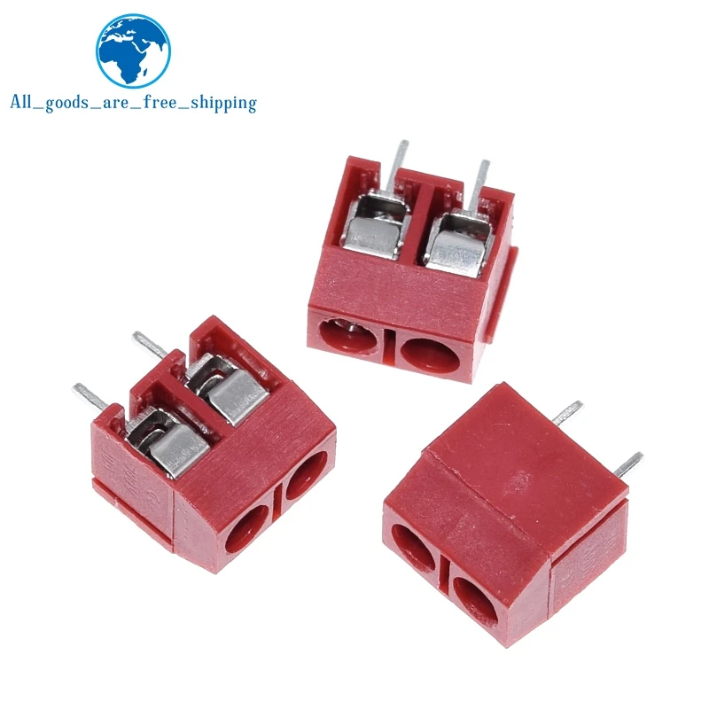 TZT 10PCS/LOT KF301-2P KF301-5.0-2P KF301 Screw 2Pin 5.0mm Straight Pin PCB Screw Terminal Block Connector Black Red and Blue