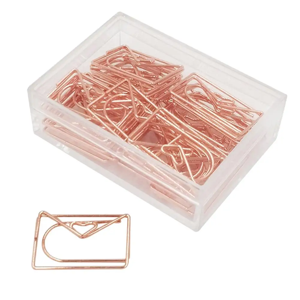 20PCS Paper Clips Christmas Tree Bow Envelope Cactus Clips Rose Gold For Office Accessories For Scrapbook Notebook