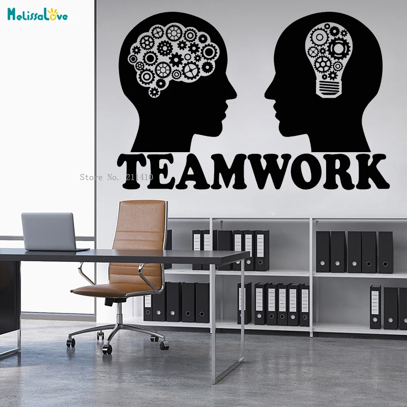 Thought Is The Key Vinyl Wall Decal Emotional Intelligence Lightbulb Brain Team Work Office Stickers Mural Removable YT4111