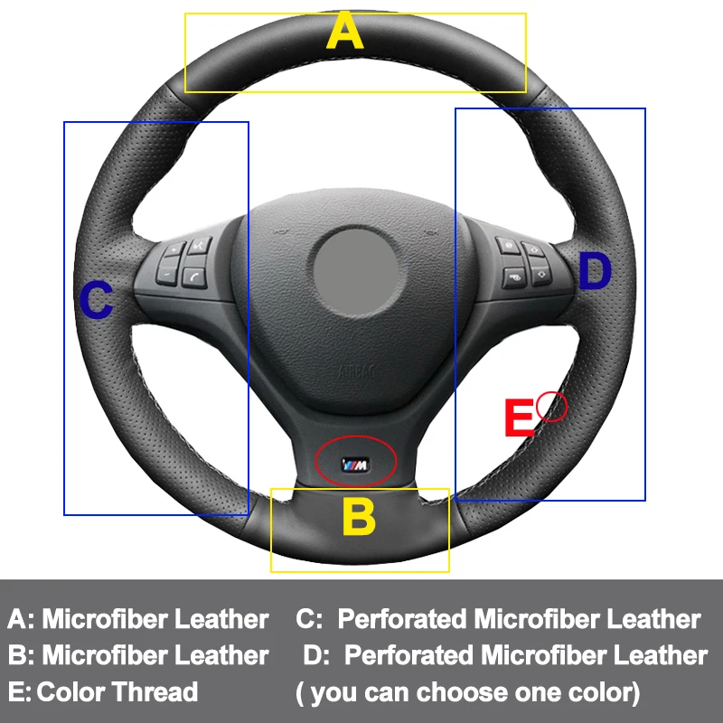 Hand Sewing Car Steering-Wheel Cover Wrap For BMW M Sport X5 E70 M50d 2006-2013 X6 E71 2009-2014 Beige Black Gray Car Styling view 3