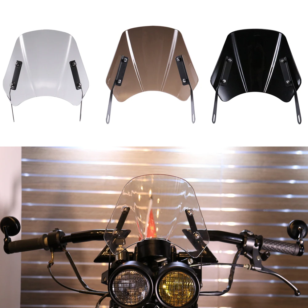 

Universal Retro Motorbike Windshield Deflector 5-7'' for Cafe Racer Royal Enfield CB650R CB500X NC750X Z750 Leoncino 500 MT07
