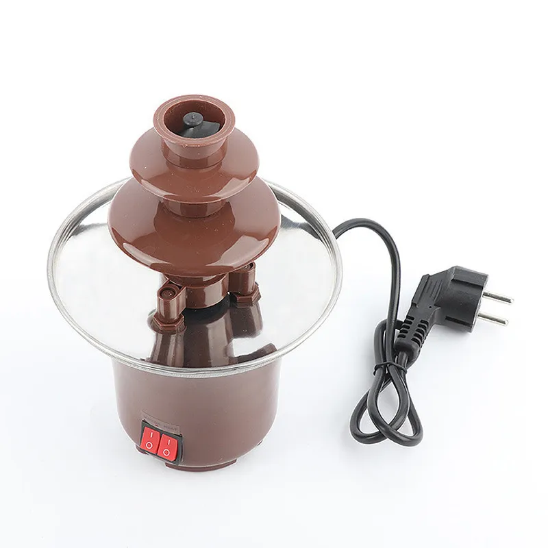 Three Layers Mini Chocolate Fountain Fondue Creative Chocolat Melt With Heating Machine DIY Melt Waterfall Pot Melting fuente de