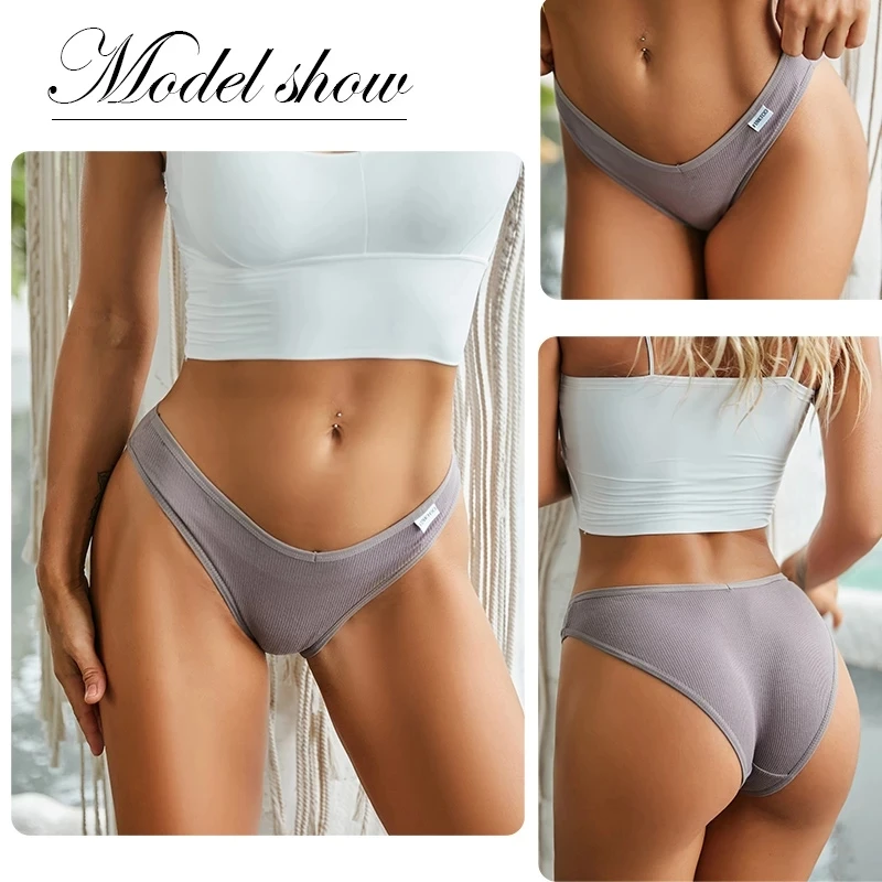 3PCS/Set Women's Panties Women's Cotton Briefs Female Underpants V Waist Brief Underwear Plus Size Pantys Lingerie M-4XL