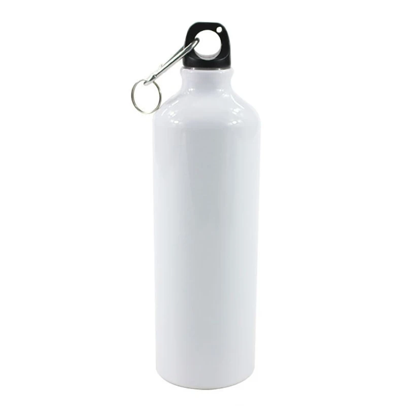 400/500/600/750ml White Blank Sublimation Water Bottle with Screw Carabiner Hook Aluminum Outdoor Sports Leakproof for