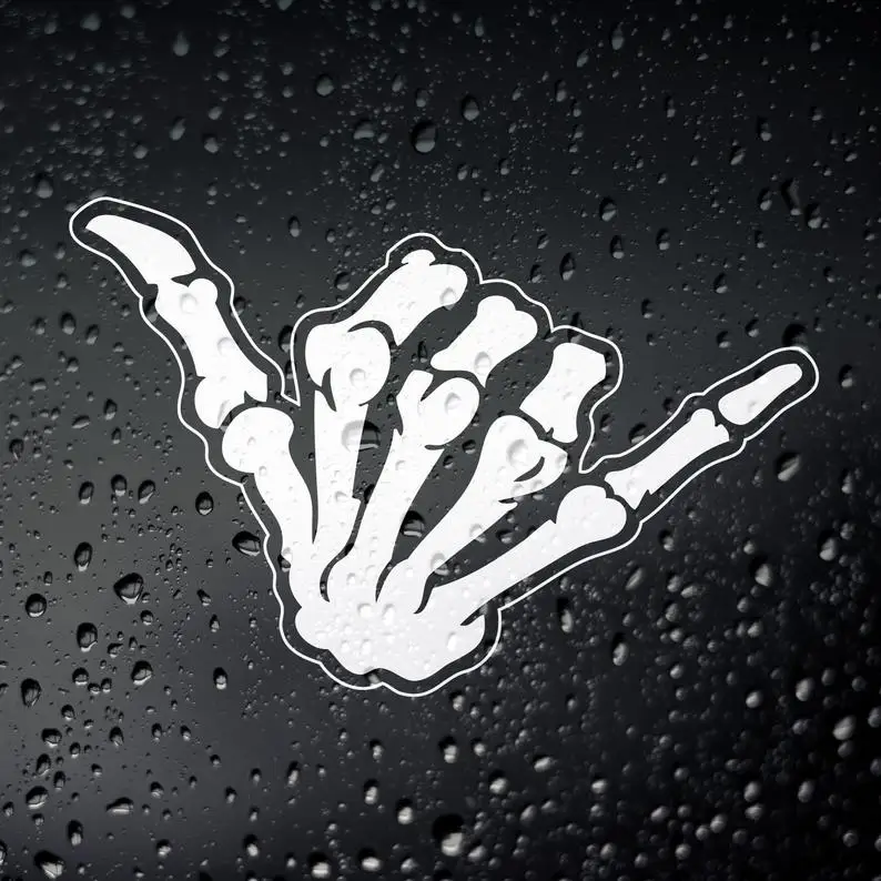 Black/White Shaka Skeleton Hand Funny Car Sticker Creative  Body Stickers Window Door Decal Funny Top Quality Waterproof  S498