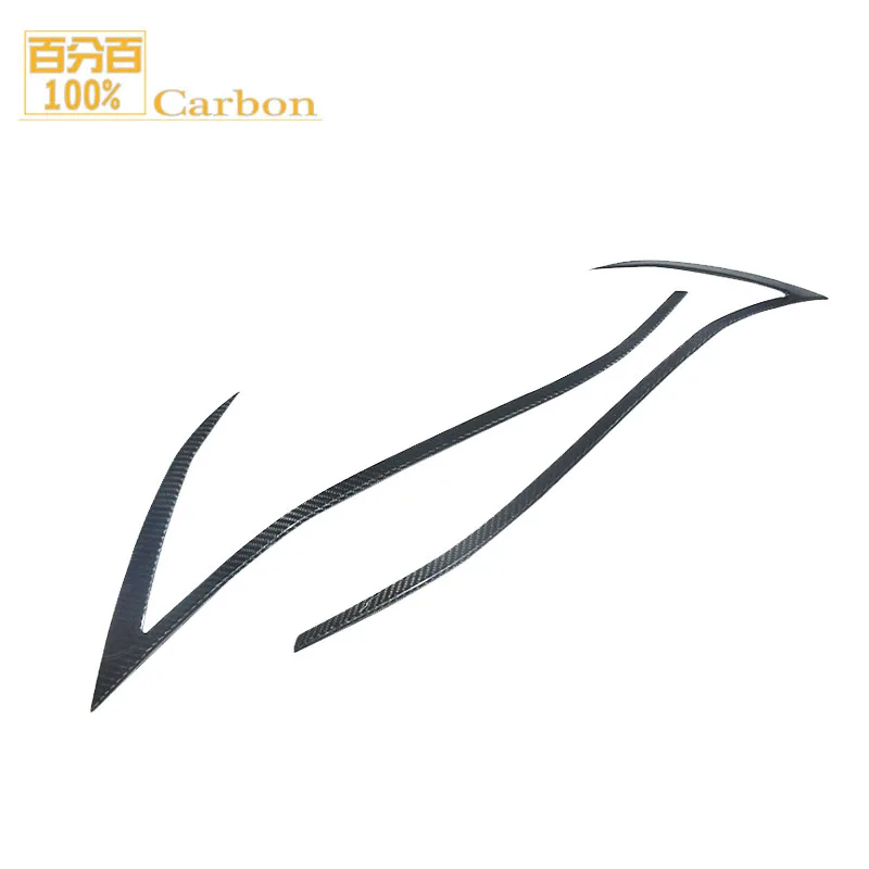 2Pcs Real Carbon Fiber Front Foglight Eyebrow Eyelids Covers Trim For Tesla Model 3 2012-2016