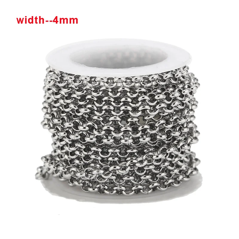 

2 Meters Gold Tone 4mm Width Rolo Cable Chain Stainless Steel Gold Link Chain For Necklace making