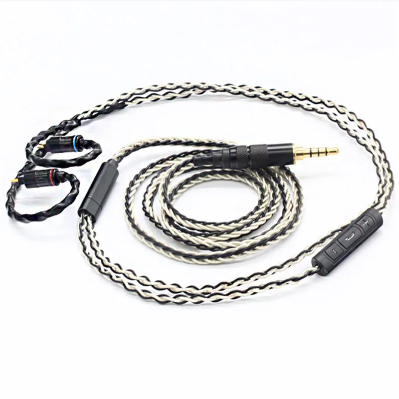 DIY kabel do słuchawek posrebrzany przewód z mikrofonem mmcx/0,78mm/IE80/A2DC/IM50