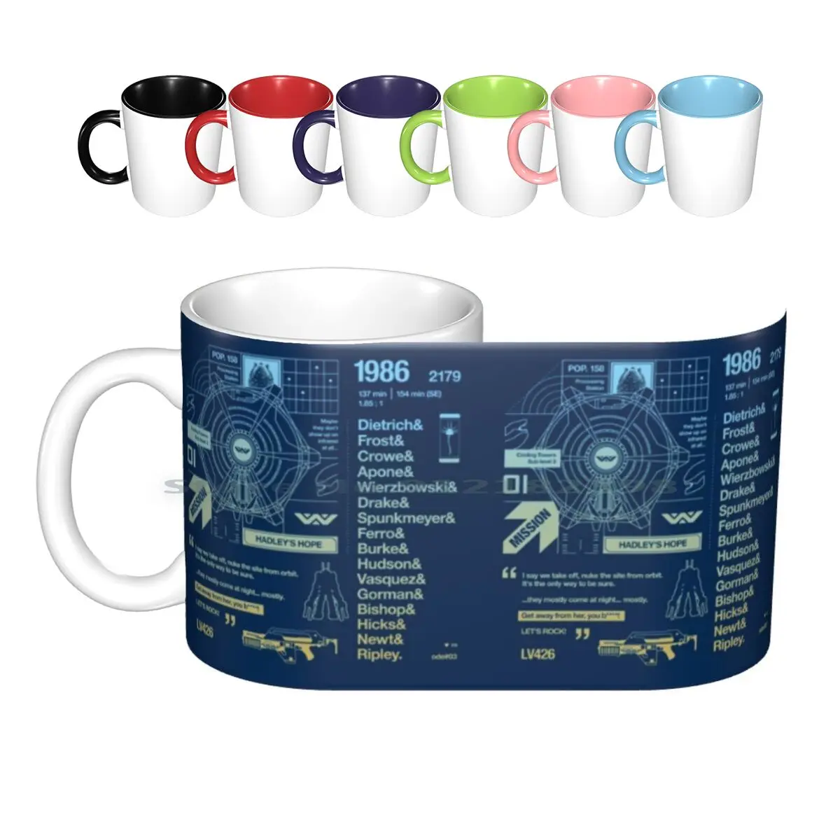 Ode #03 Ceramic Mugs Coffee Cups Milk Tea Mug Film 1986 Graphic Typography Horror Movie Cool Type Movies Colonial Marines Pulse