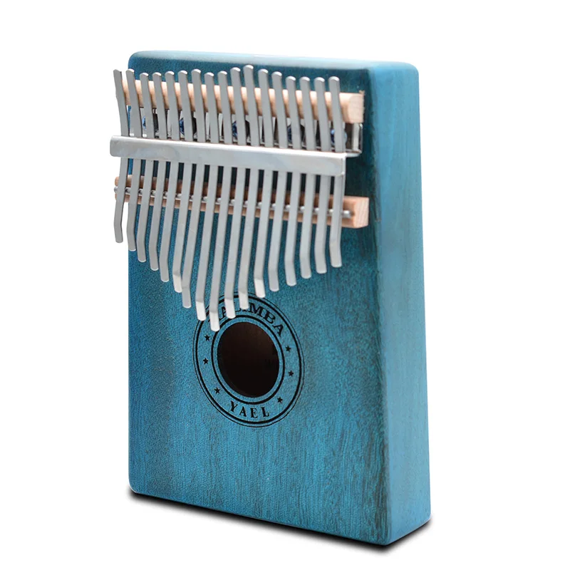 Keys Kalimba Thumb Piano Mahogany Body Musical Instrument 17 Keys Kalimba Natural Colour/Blue