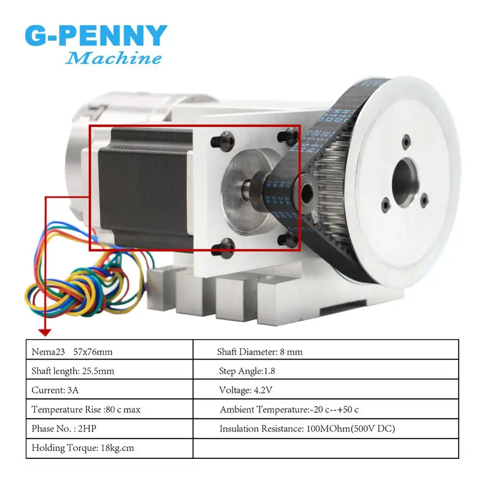 4 Jaw 80mm CNC 4th Axis Reduction ratio 6:1 CNC dividing head/Rotation A axis kit  Nema23 for woodworking engraving machine