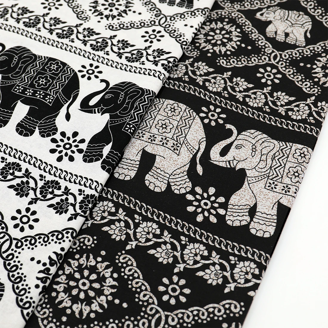 Ethnic Cotton Printed Elephant Fabric For Sewing Clothes Dress Tablecloth DIY Vintage Decoration 145cmX60cm