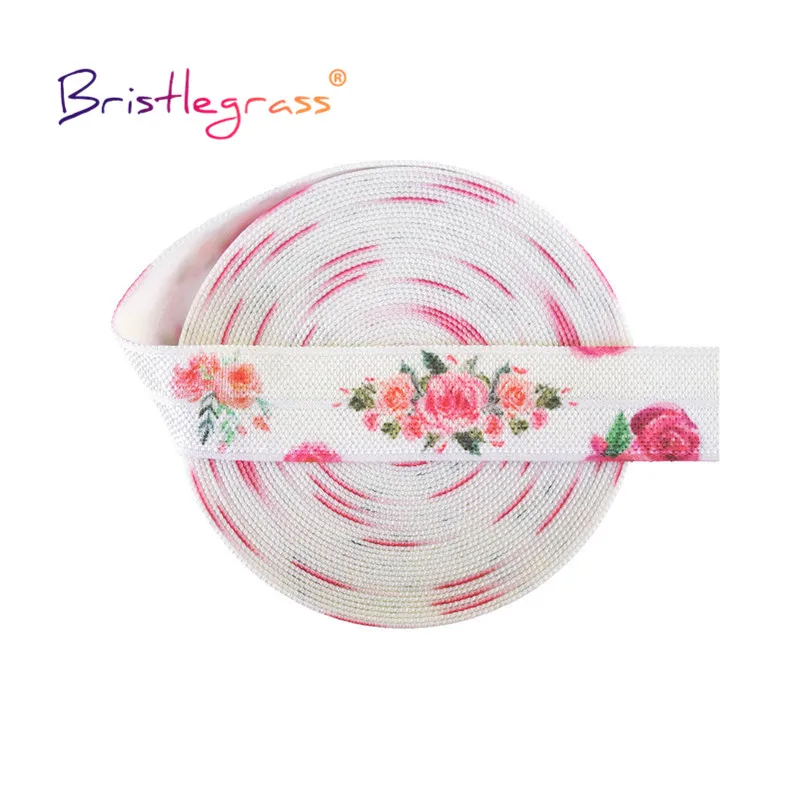 BRISTLEGRASS-cinta elástica de LICRA para el pelo, 2, 5, 10 yardas, 5/8 pulgadas, 15mm, Arco Iris, rosa, flor, estampado Floral, cinta de costura accesorios de costura accesorios de costura bies para costura