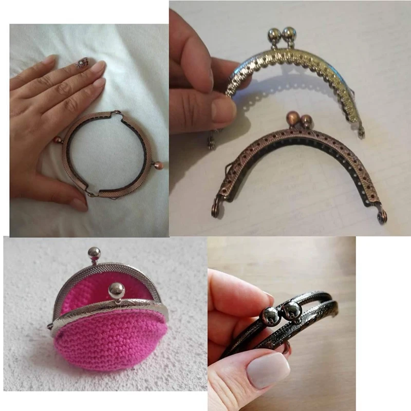 5-Piece Metal Wallet Frame Kiss Clasp Lock DIY Coin Bag Hand Sewing Craftsmanship,3.3 Inch/8.5cm