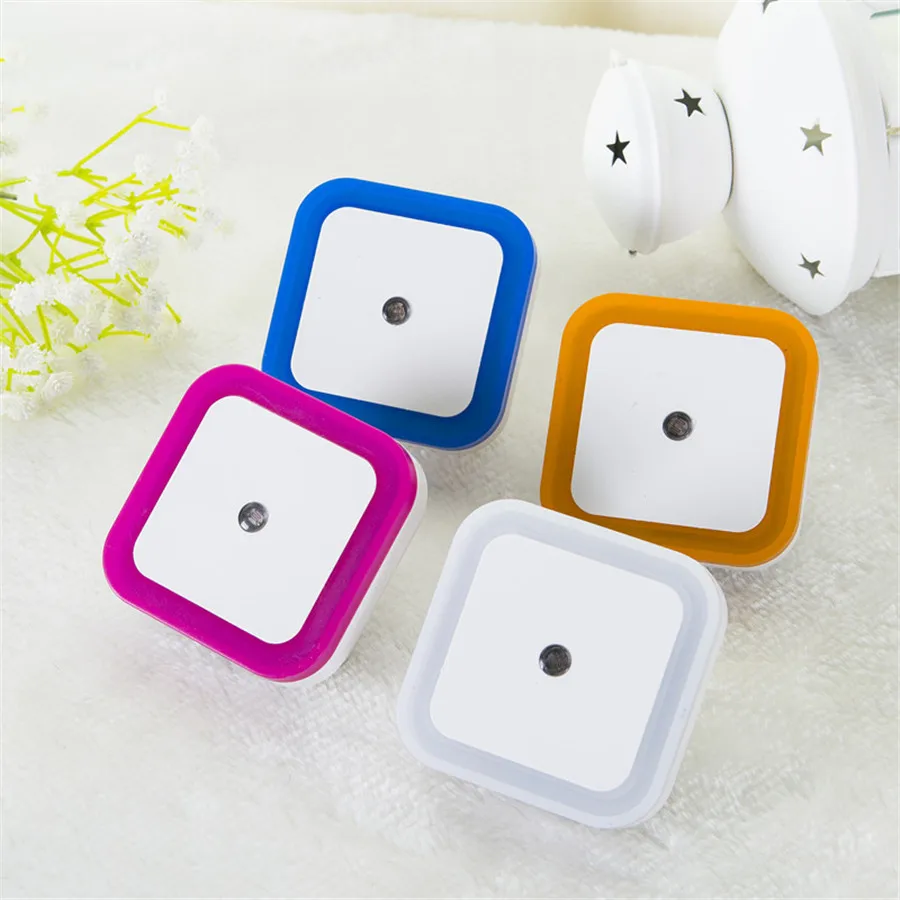 Light Sensor Square LED Night Light EU US Plug Wall Socket Light Bedroom Bedside Baby Kids Emergency LED Night Light