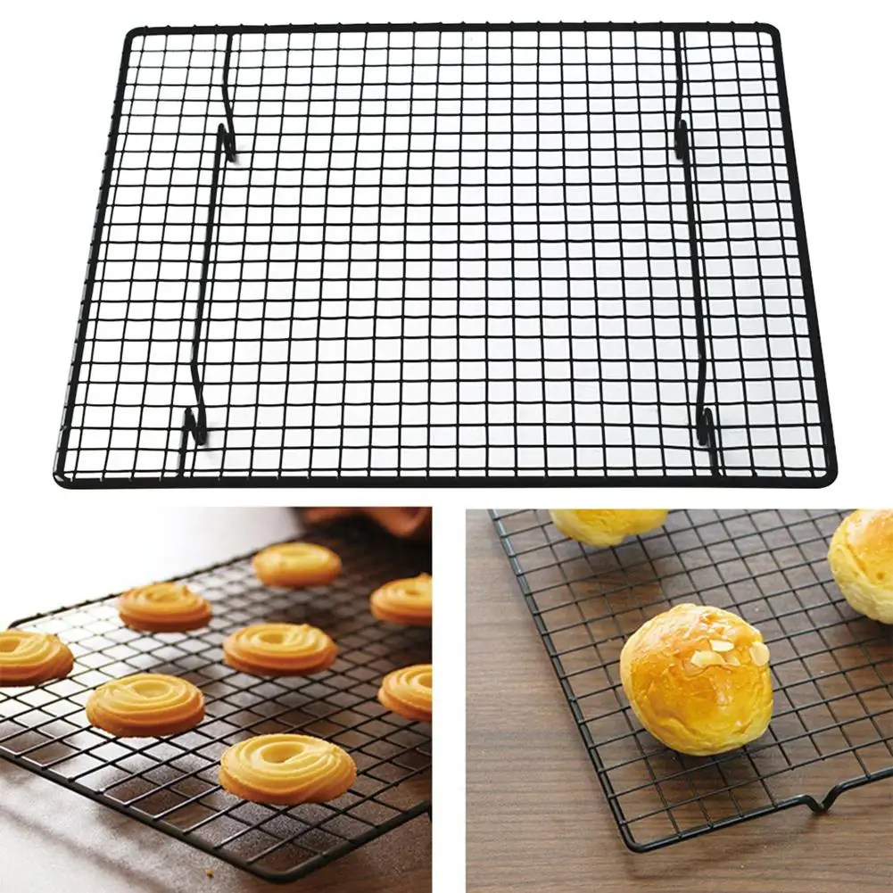 Carbon Steel Wire Grid Design Cooling Tray Cake Food Rack Oven Kitchen Baking Pizza Bread Barbecue Cookie Biscuit Holder Shelf