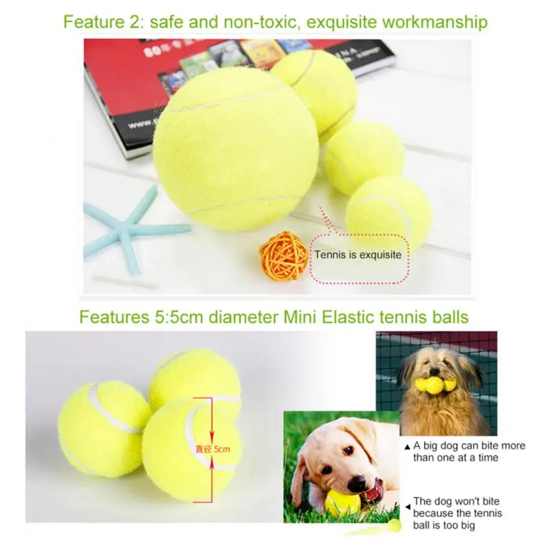 Mini Tennis Ball Dog Chew Toy Pet Tennis Launcher Dog Bite Ball Dog Serve Machine Ball Pet Toy Elastic Tennis Throw Machine