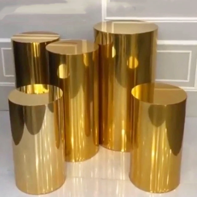 3pcs/5pcs/set)Wedding decoration gold mirror plinth  cake tables perspex round plinths stand for baby shower decor yudao678