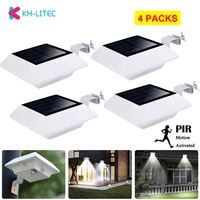 4pcs Motion Sensor Home Wall Light 6 LED Solar Powered Gutter Light Outdoor Home Garden Yard Wall Fence Pathway Lamp Night Light