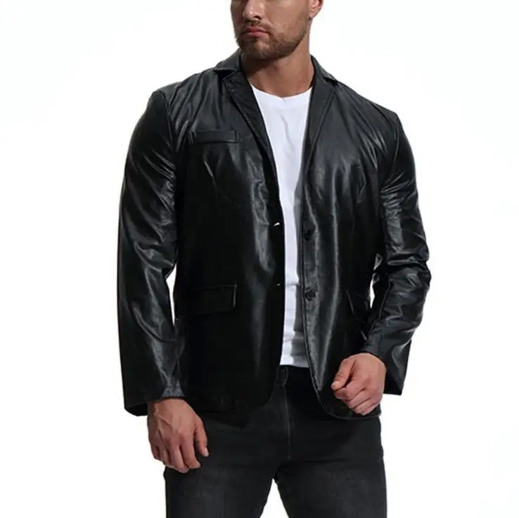 2020 autumn winter new blazer men Europe and America trend PU clothing England large size leather casual suit jacket