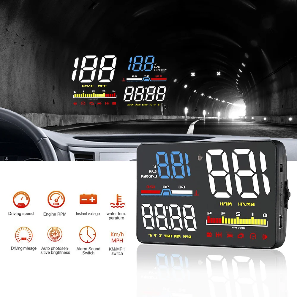 Speedometer Car Head Up Display Digital Security Alarm OBD2 Diagnostic Tool Windshield Screen Projector HUD Display