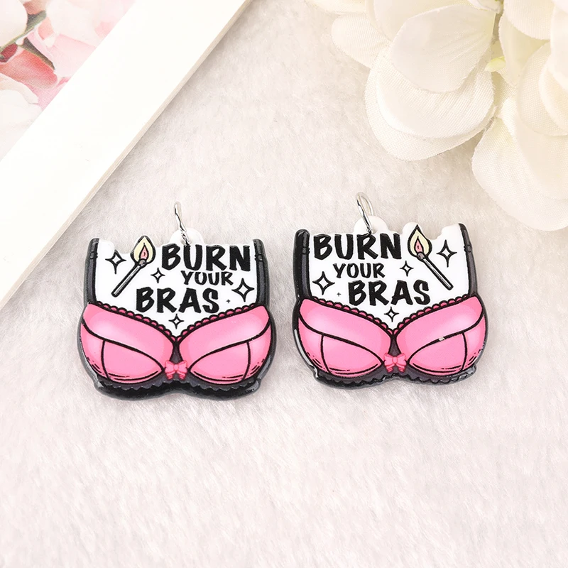 12Pcs Girl Gang Feminist Empowering Charms Acrylic Pendant 3D Print Jewlery Findings For Diy