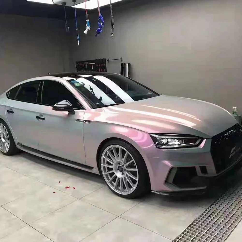 Styling Glanzende Kleur Aurora Rood/Roze Carrosseriewikkelfolie Vinyl Autowrap Sticker Luchtafgiftefilm 30/50X152Cm Voor Audi/Bmw