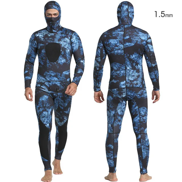 1.5mm Two Pieces Scuba Neoprene Camouflage Diving Hunting Fishing Suit Waterproof Warm UnderWater Snorkeling Surfing Wetsuit