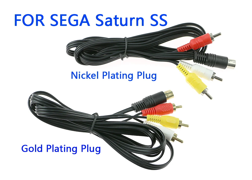 1pcs Gold Plating Plug AV Cable for SEGA Saturn for SS RCA Cord Nickel Plating Plug AV Cable for SEGA Saturn RCA Cord for SS