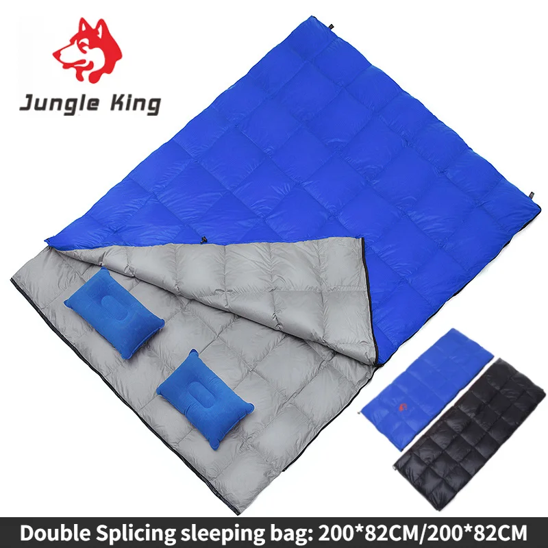 JungleKing CY2020A Ultralight Outdoor Camping Double Down Sleeping Bag Widened Envelope Four Seasons Goose Down Sleeping Bags