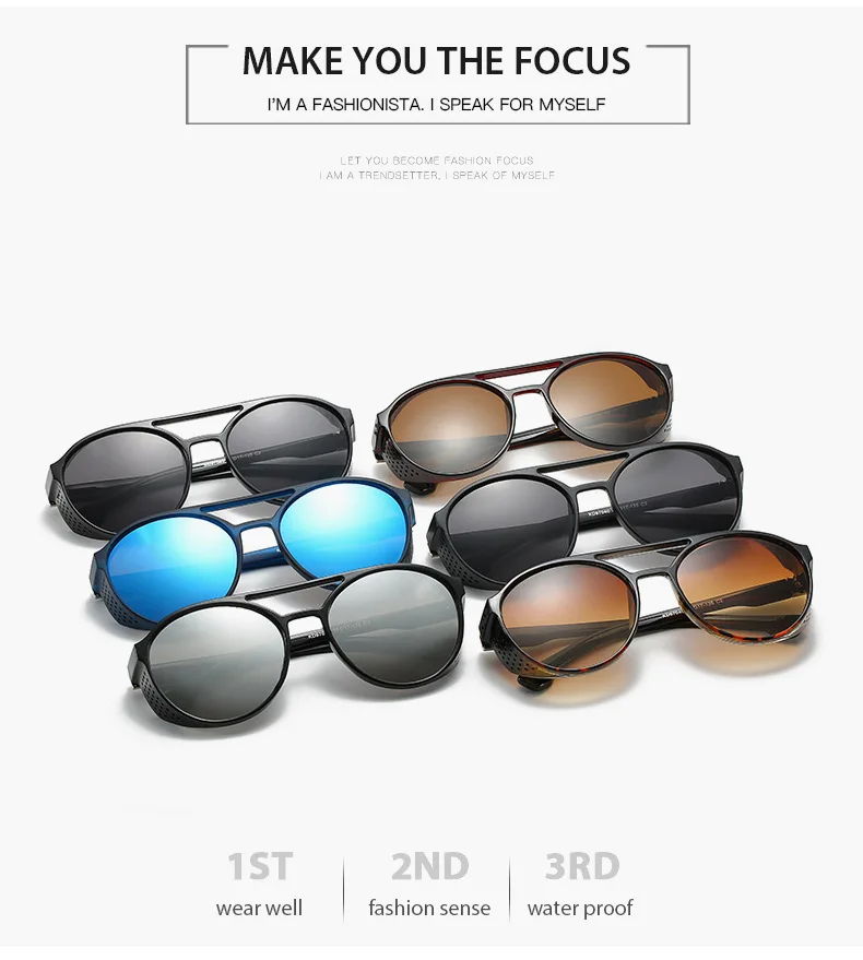 Klassische Steampunk Sonnenbrille Männer Mode Runde Brille Für Männliche Vintage Marke Designer Brillen Shades Outdoor UV400 – Detail 4
