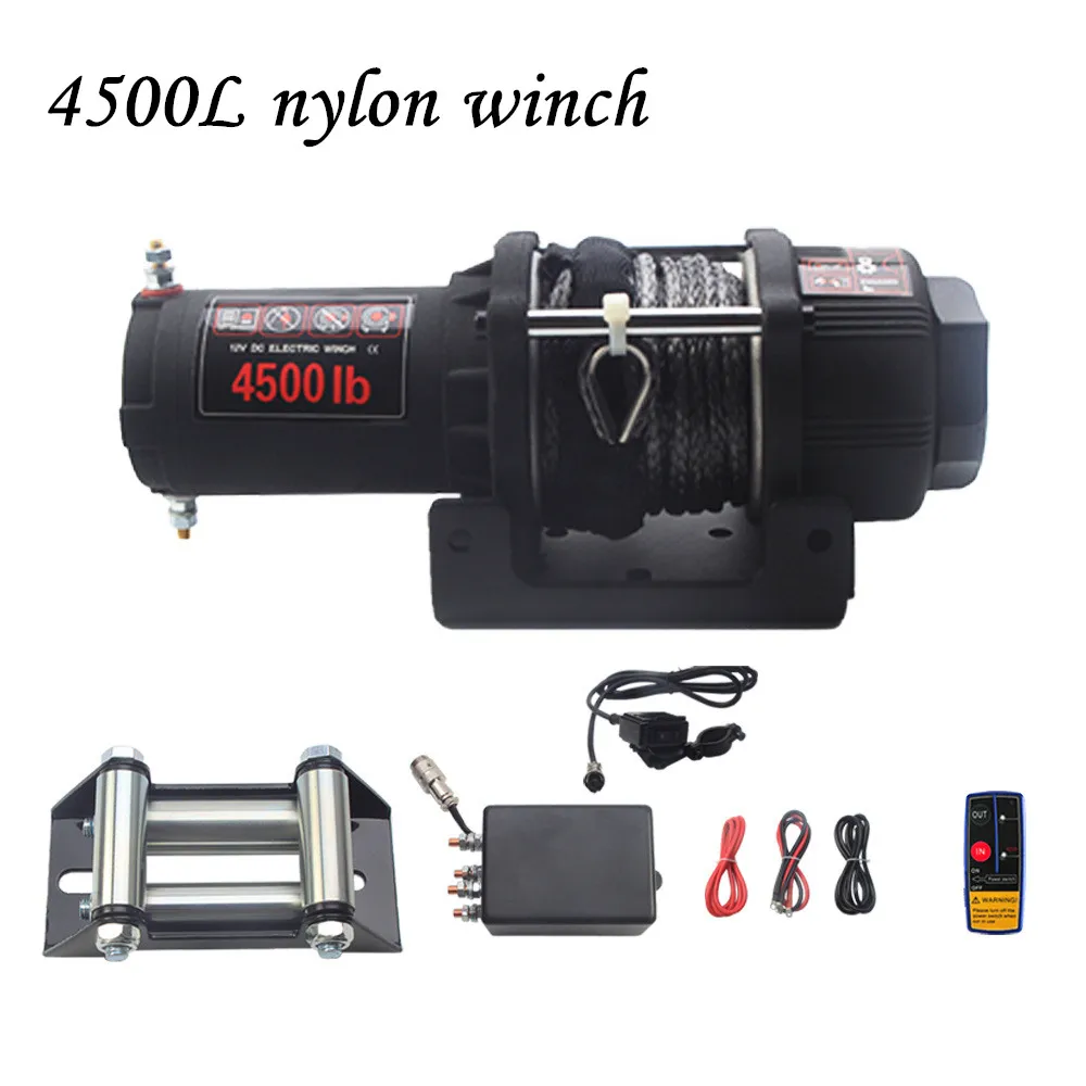 4500L nylon winch truck electric winch 12v/24v small crane truck tractor electric hoist